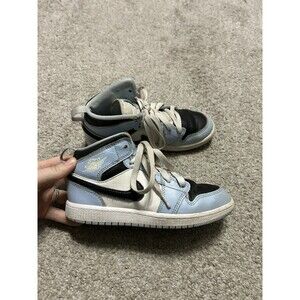 Nike Boys Air Jordan 1 Mid 640737-401‎ Blue Basketball Shoes Sneakers Size 1Y